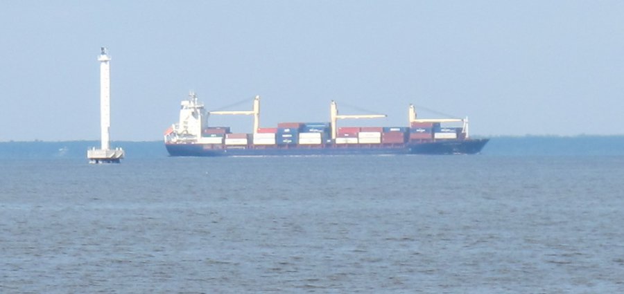 Container ship at sea